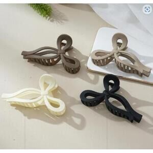 4 PCS Bow Hair Clips Bow Claw Clip, Black, Coffee Brown, White, Dark Brown